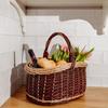 Panier - CREATIVE HOME - Bicolore Champignons - Osier naturel tressé main - Ficelles amovibles lavables - 43x33x40 cm