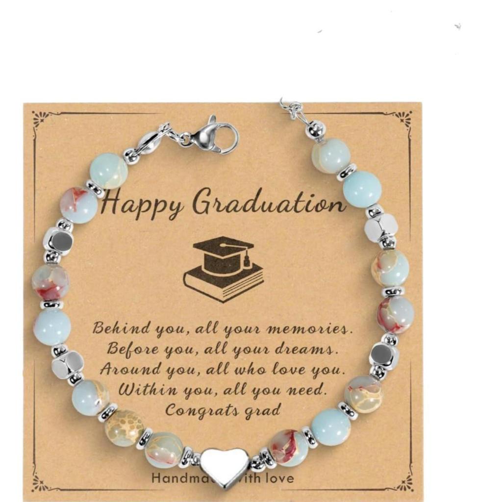 Adjustable Stainless Steel Chain Bracelet with 6mm Shoushan Stone Beads and Heart Charm