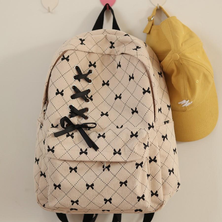 Schoolbag Student School Bag Cute Bow Ribbon Large Capacity Backpack Computer Backpack 1011 Spring New Casual Bag