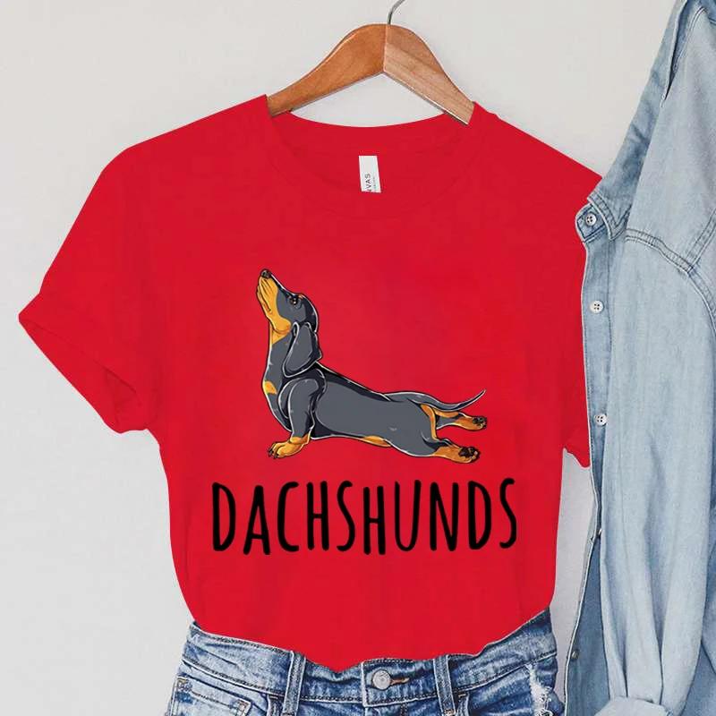 Stretching Dachshunds Women Short Sleeve Graphic Tshirt Summer Harajuku Hip Hop Dog Clothing Women Fashion Dachshunds TShirts