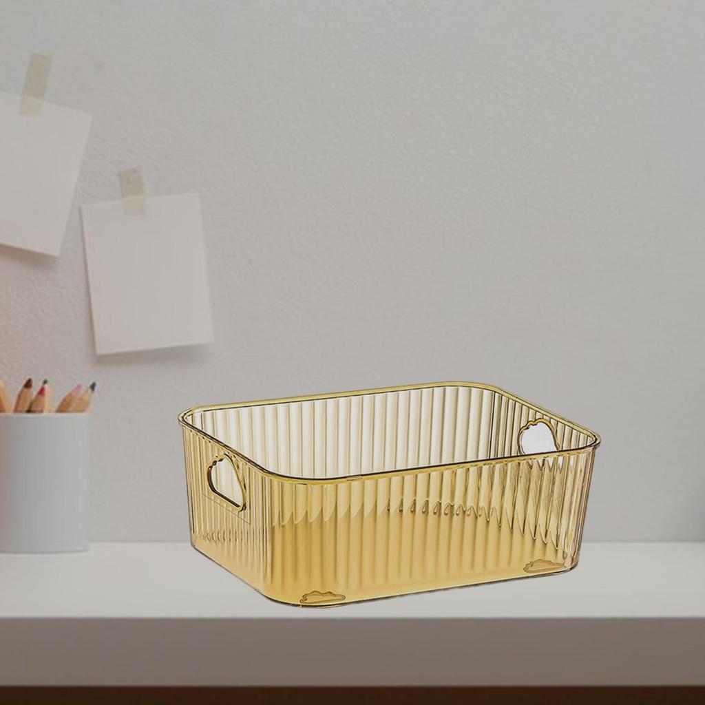 Transparent Bin Vanity Organizer Container for Pantry , Yellow