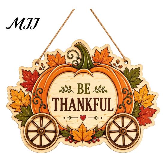 Harvest Theme Home Decoration Thanksgiving Front Door Hanging Sign, Pumpkin Turkey Pattern Hanger, Autumn Indoor Outdoor Holiday Sign Wall Ornament