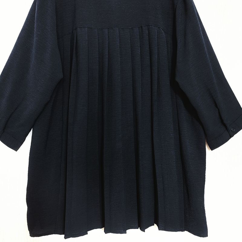 Trade Orders Exported To Japan Tail Goods Chiffon V-neck Open Three-Quarter Sleeve Shirt Women Solid Rear Organ Pleated Top Middle-aged Women Dress