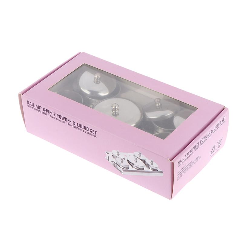 3/5 Stuks Roestvrij Staal Dappen Schaal Bekers Set Salon Manicure Acryl Poeder Vloeistof Container Organizer Tray Dappen Schaal Nagelkunst Gereedschap