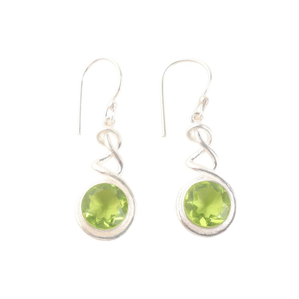 Natural Peridot Gemstone 925 Sterling Silver Jewelry Dangle/Drop Earrings 1.67" CE-14-5