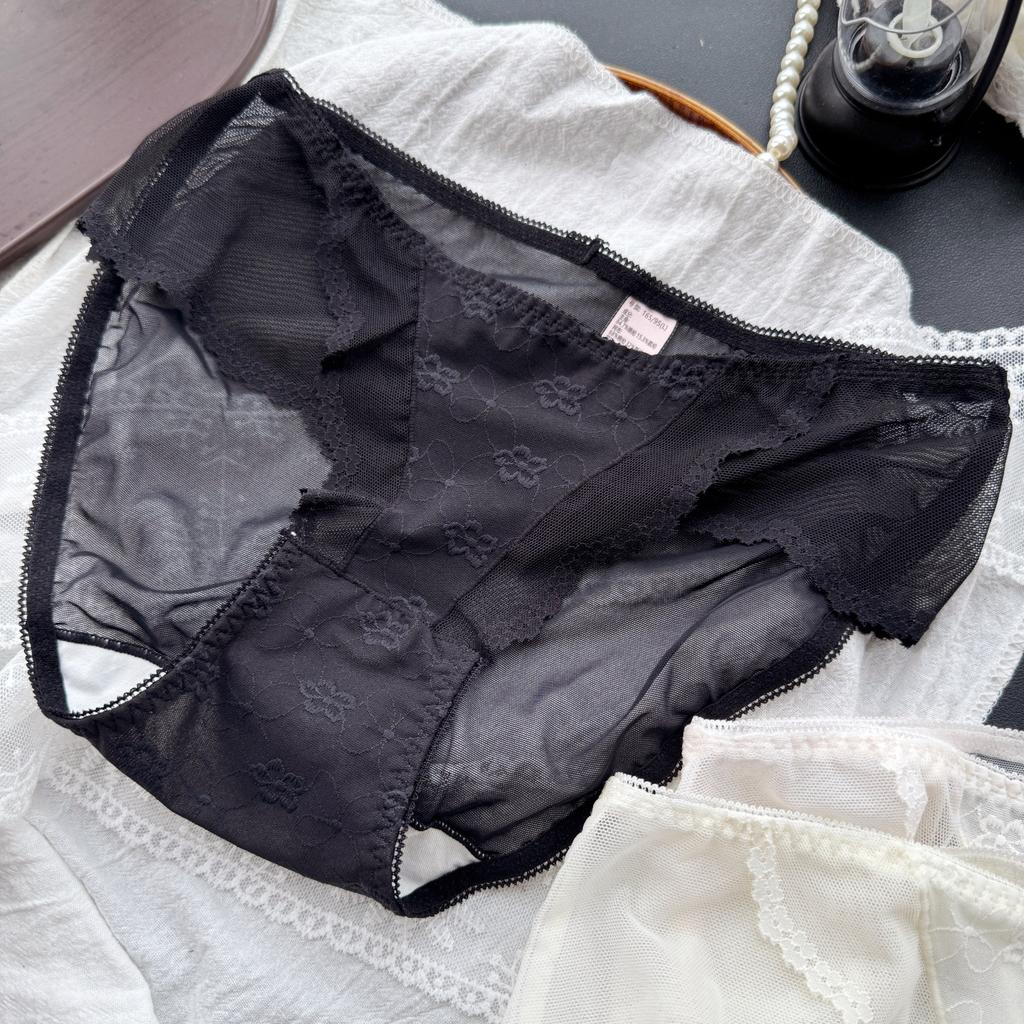Women's Summer Sexy Jacquard Mesh Flounder High-open Briefs