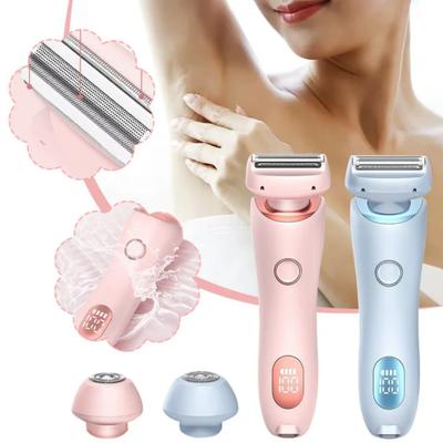 Elektrischer Rasierer für Damen, Doppelköpfe, wiederaufladbar, USB, wasserdicht, tragbar, für Gesicht, Körper, Bikinizone, Arm und Bein, Haarentfernung, Epilierer, Rasierer