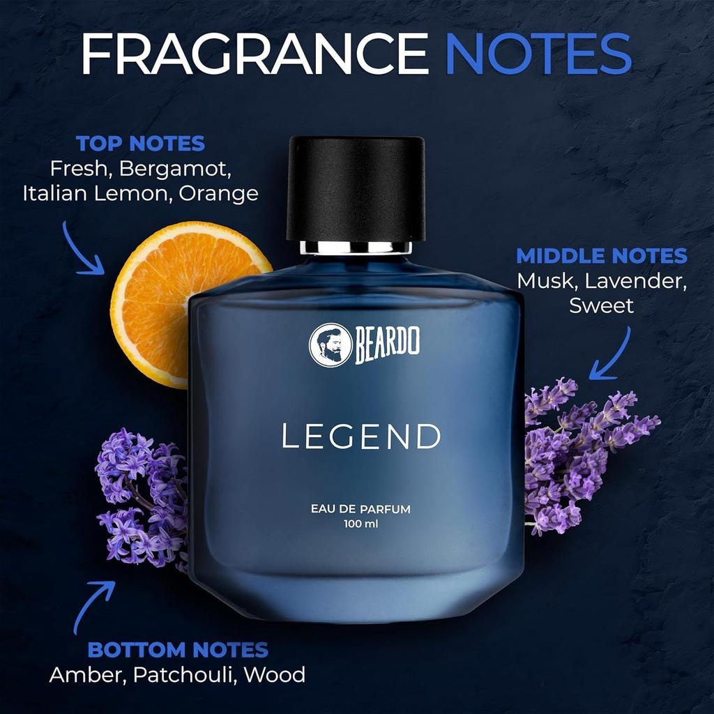Beardo LEGEND Perfume For Men 100ml, Eau De Parfum, Intense Fresh Musky Woody