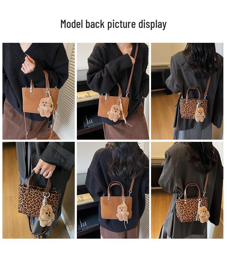 2025 High-End Retro Leopard Print Suede Handbag – Versatile Autumn/Winter Bucket Shoulder Bag for Women