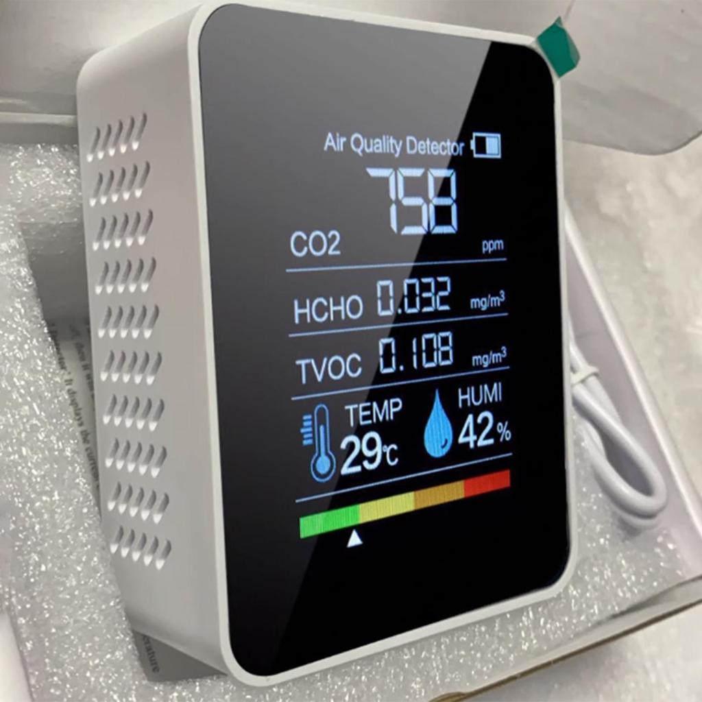 NEW 5 In 1 Air Quality Monitors Indoor Humidity Monitors Temperature CO2 TVOC Tester