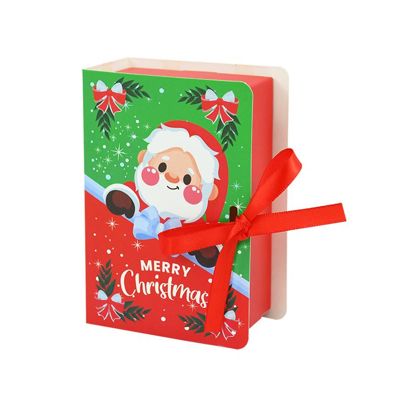 5Pcs Book Shape Merry Christmas Candy Boxes Bag Santa Claus Kids Gift Packaging Box Navidad Natal Noel Party Decoration Supplies