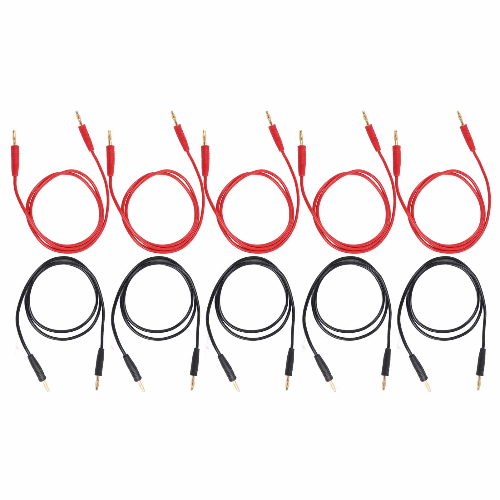 

5 Set Banana Plug Test Male to Male Gold Nickel Plated Brass Welding 70003 4mm Red Black