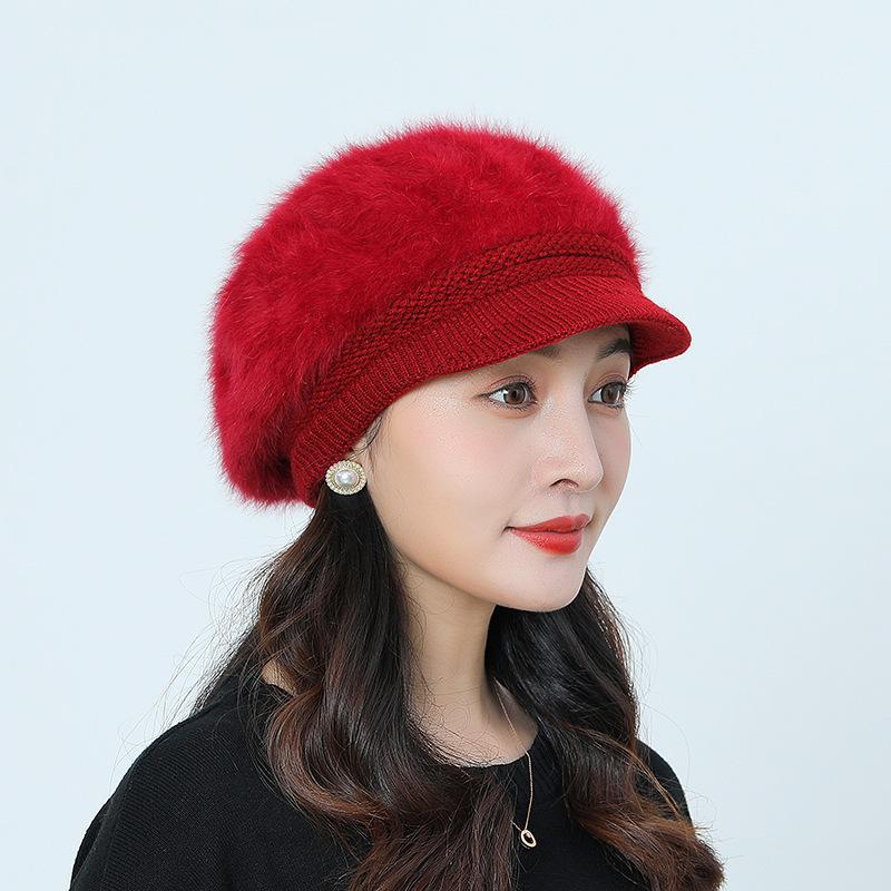 Autumn and Winter New Knitted Hat Middle-aged and Elderly Duck Tongue Hat Outdoor Warm Beret