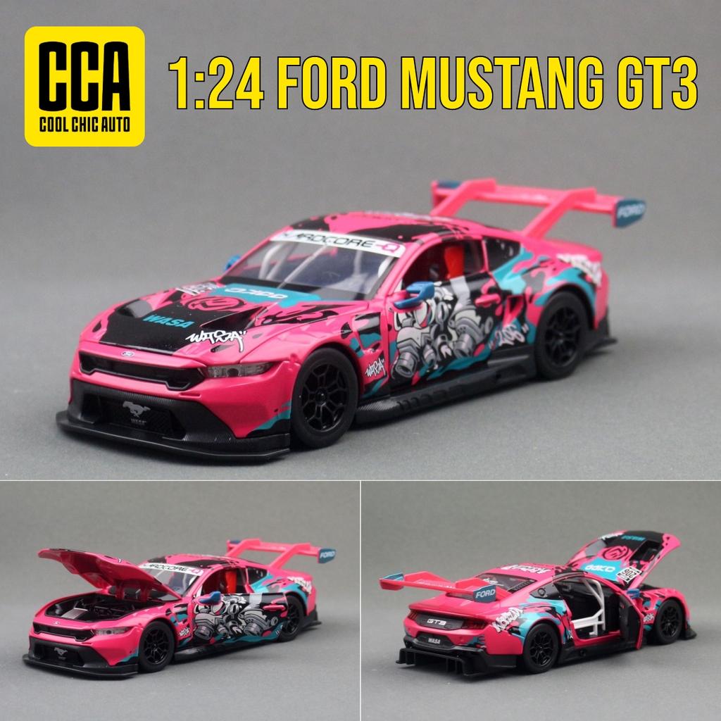 YTMH2 1/24 Ford Mustang GT3 Sport Racing Toy Car Model Diecast Metal Rally Miniature Sound & Light Gift For Child Kid Boy Collection