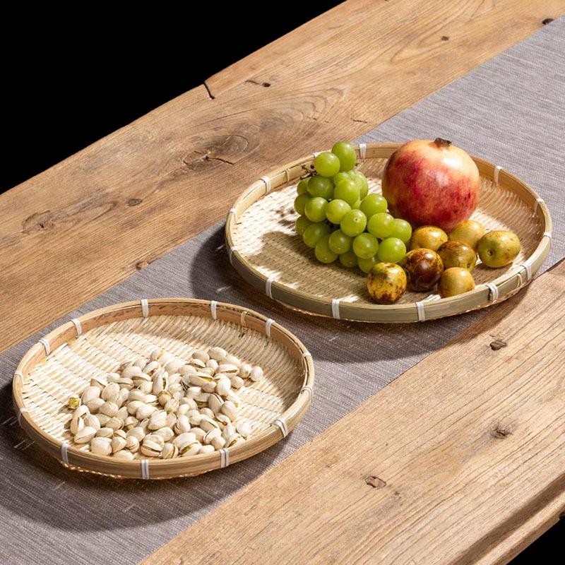 Handgefertigter Bambus-Worfkorb: Mehrzweck-Sieb, Obst- und Brötchenschale, Langlebiges rundes Design