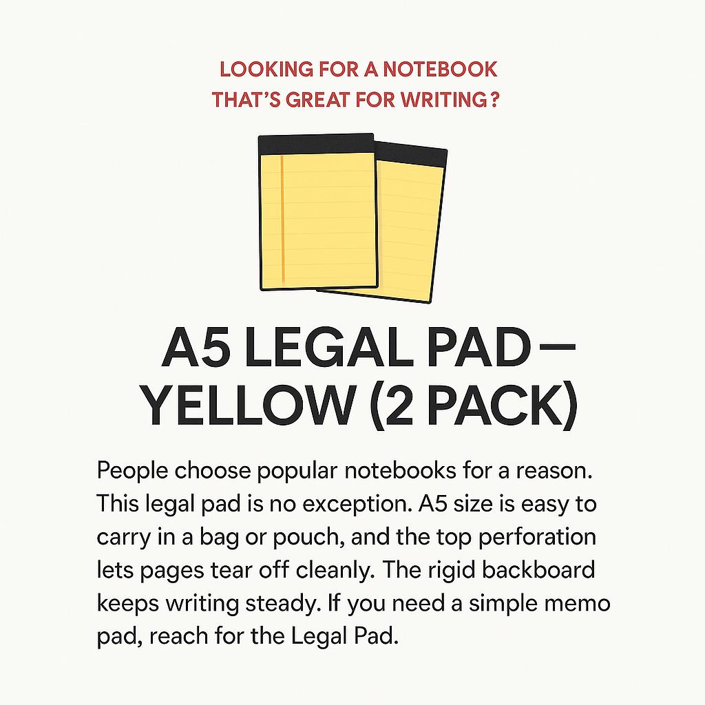 Classic A5 Yellow Legal Pad - 2 Pack