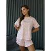 Summer Fashion Round Neck Leopard Printing Short Sleeve T-shirt Loose Casual Ruffles Shorts Set Suit Homewear