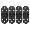 4 Set Round Edge Hinge 180 Degree Painted Black Zinc Alloy Cabinet Hardware for Door with Screw