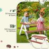 Children's picnic table with solid wood benches, children's table for the garden, 89 x 79 x 50 cm, brown and white