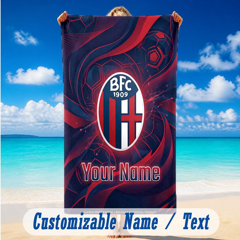 Beach Towel Custom Name Text, Quick Dry Large Towel For Beach HomeBologna FC