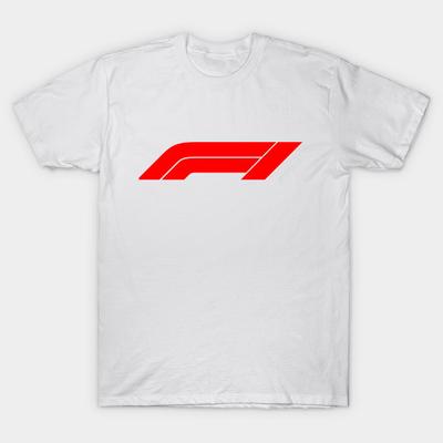 Camiseta Estampada Negra para Hombre Logo F1 Impresión en Papel de Transferencia Sin Corte Camiseta de Algodón