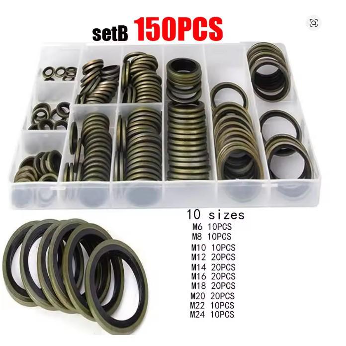 Cross-Border 150-Piece High-Pressure Oil Gasket Repair Kit (Rubber, Seals, Washers 6-24)