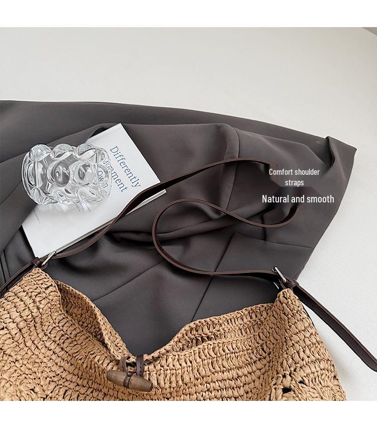 Luxury Straw Crochet Tote: Spacious, Versatile Crossbody for Vacation