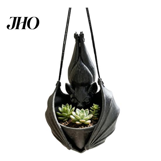 Gothic Flower Pot Bat Shaped Hanging Planter, Plant for Indoor Outdoor Garden Distinctive Landscaping Holder Wall Decor, Unique Wing Flowerpot
