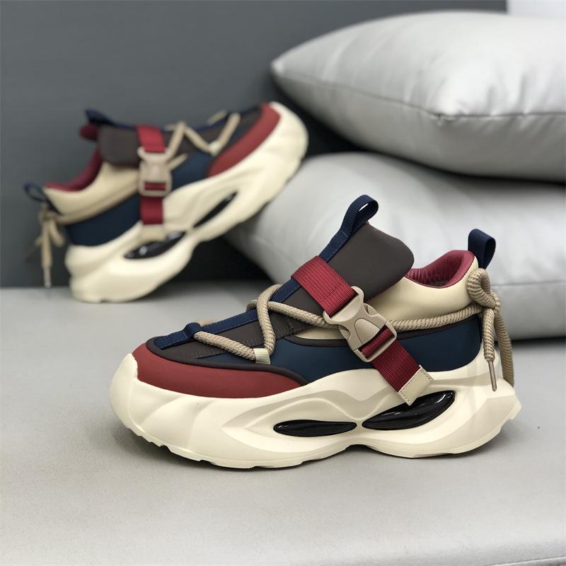New Men's Fashion Trend Casual Shoes Mesh Breathable Comfortable Versatile Thick Soled Shoes Low Top Chunky sneakers 2025