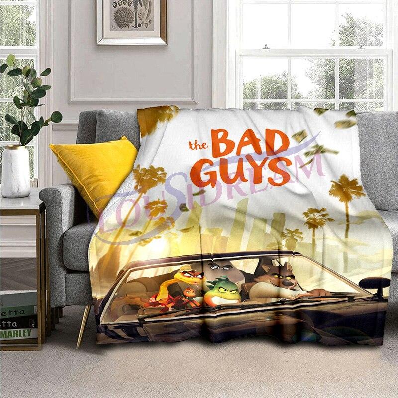 The Bad Guy Blankets Super Soft Cartoon TBG Flannel Blanket Warm Lightweight Kids Bedding Sofa Sofa Chairs All Seasons