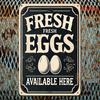Metal Wall Art Sign Fresh Eggs Available Here Vintage Tin Poster for Cafe Bar Decor