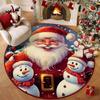 Polyester Christmas Round Mat Snowman Cartoon Anti-Slip Round Rug Snowflake Print Decorative Floor Rugs Winter Season