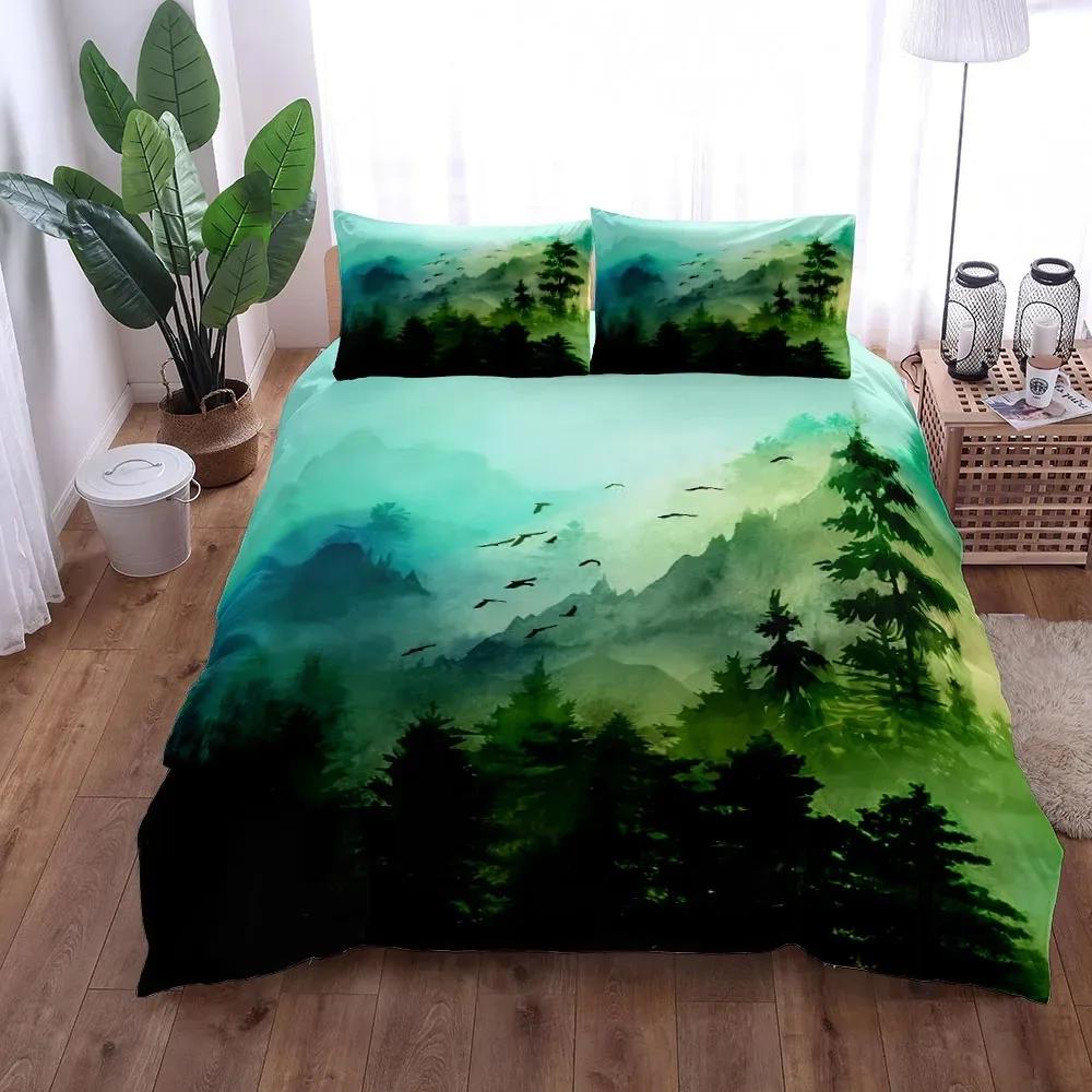 Van Gogh Mountain Village Oil Painting Duvet Cover Set King Queen Double Full Twin Single Size Bed Linen Set