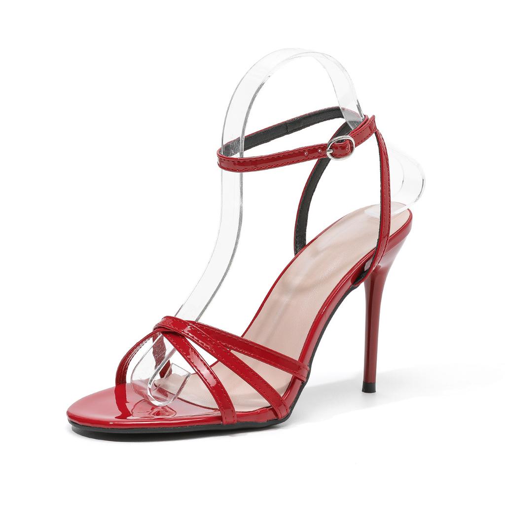 Strappy Heels for Women Lace Up Ankle Strap Round Open Toe Stiletto High Heels Women's Heeled Sandals for Prom Wedding Party Summer Dress Sandal Shoes