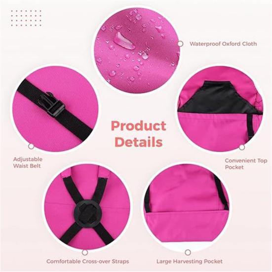 Gardening Apron with Tool Pockets Large Capacity Harvesting Pouch for Outdoor Farming Fruit Picking Quick-Release Durable Canvas