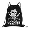Custom The Goonies Never Say Die Drawstring Bags Women Men Foldable Sports Gym Sackpack Gothic Pirate Skull Training Backpacks