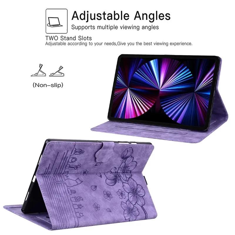 For Xiaomi Redmi Pad SE 4G 8.7 Inch 2024 Case Leather Wallet Cards Stand Tablet Cover for Redmi Pad SE Flowe Cats Back TPU Case