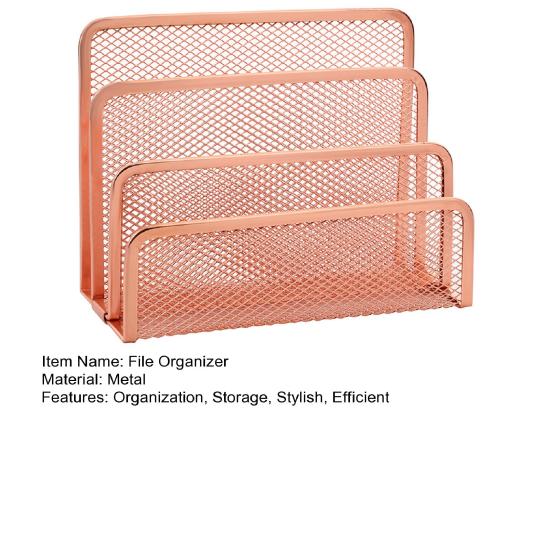 Desk Mail Organizer Metal Mesh Letter Sorter File Organizer with 3 Vertical Upright Compartments for Office Workspace Supplies