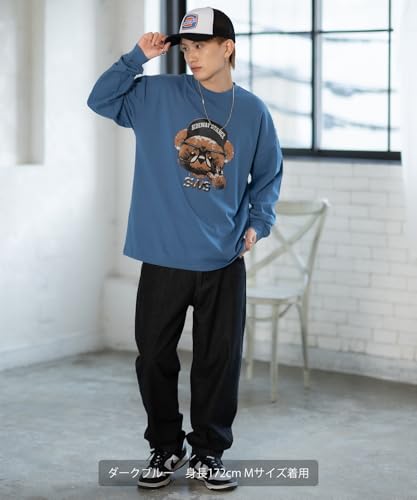 IMPROMES Casual SIDEWAYSTANCE Cheese Bear Long Sleeve T-Shirt, Men's, Black