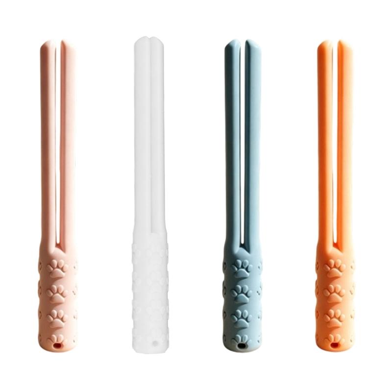 Plastic Wet Food Feeding Aid with Split Channel and Grip Texture, Pet Press Tool for Daily Meal Service and Use