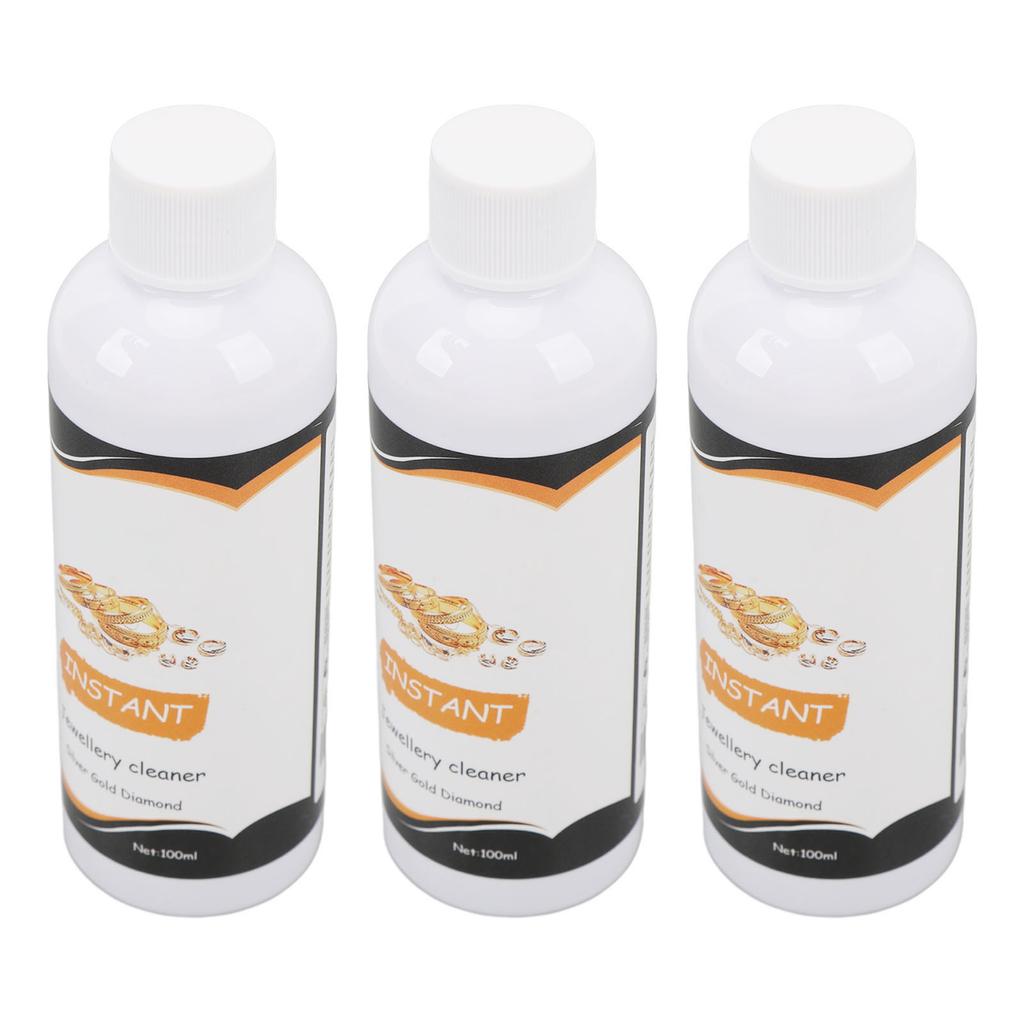 3 Bouteilles 100ml Liquide Nettoyant Bijoux Solution d'Entretien de Surface Agent Nettoyant Décontaminant pour