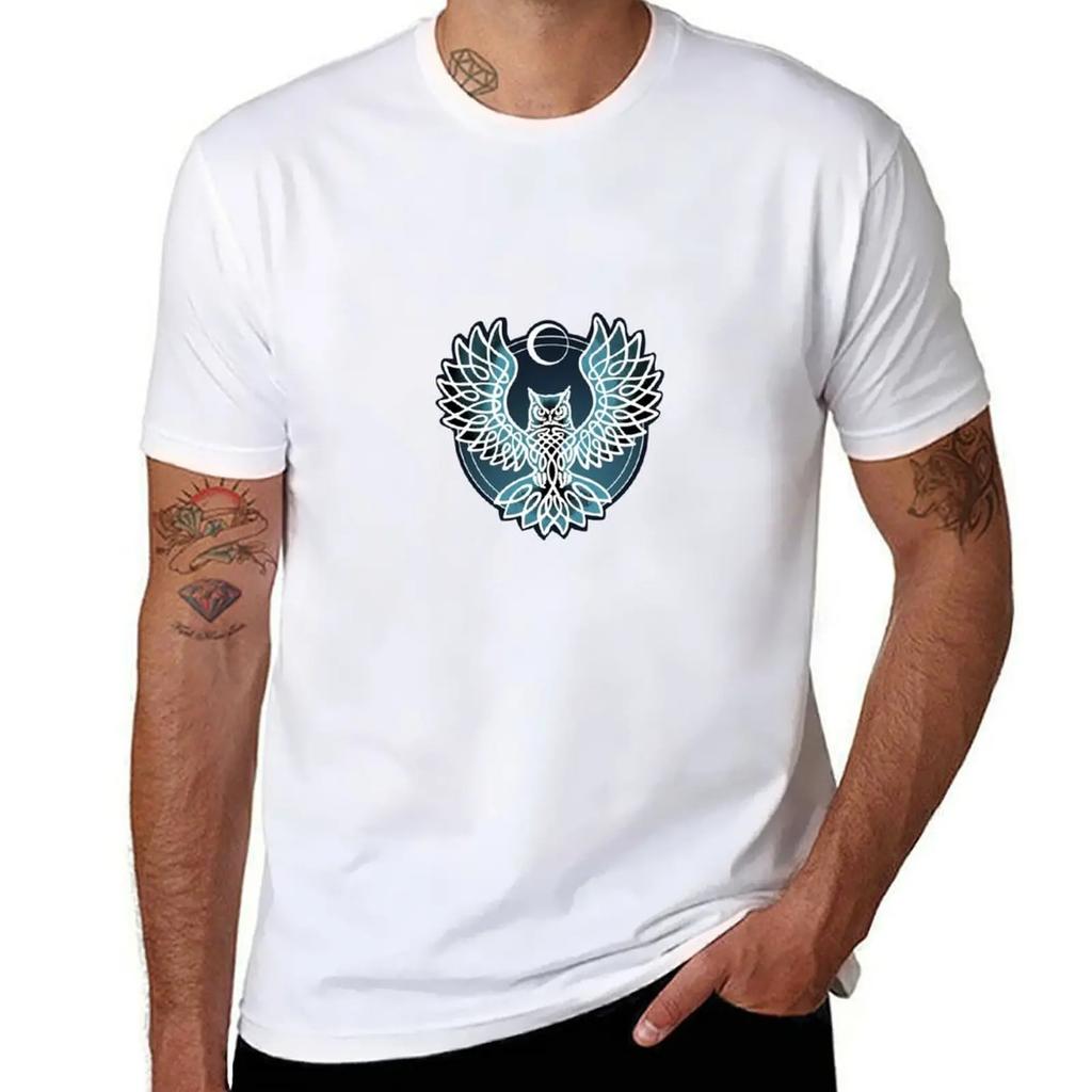 Crescent Moon Owl T-Shirt kawaii clothes Aesthetic clothing T-shirt men