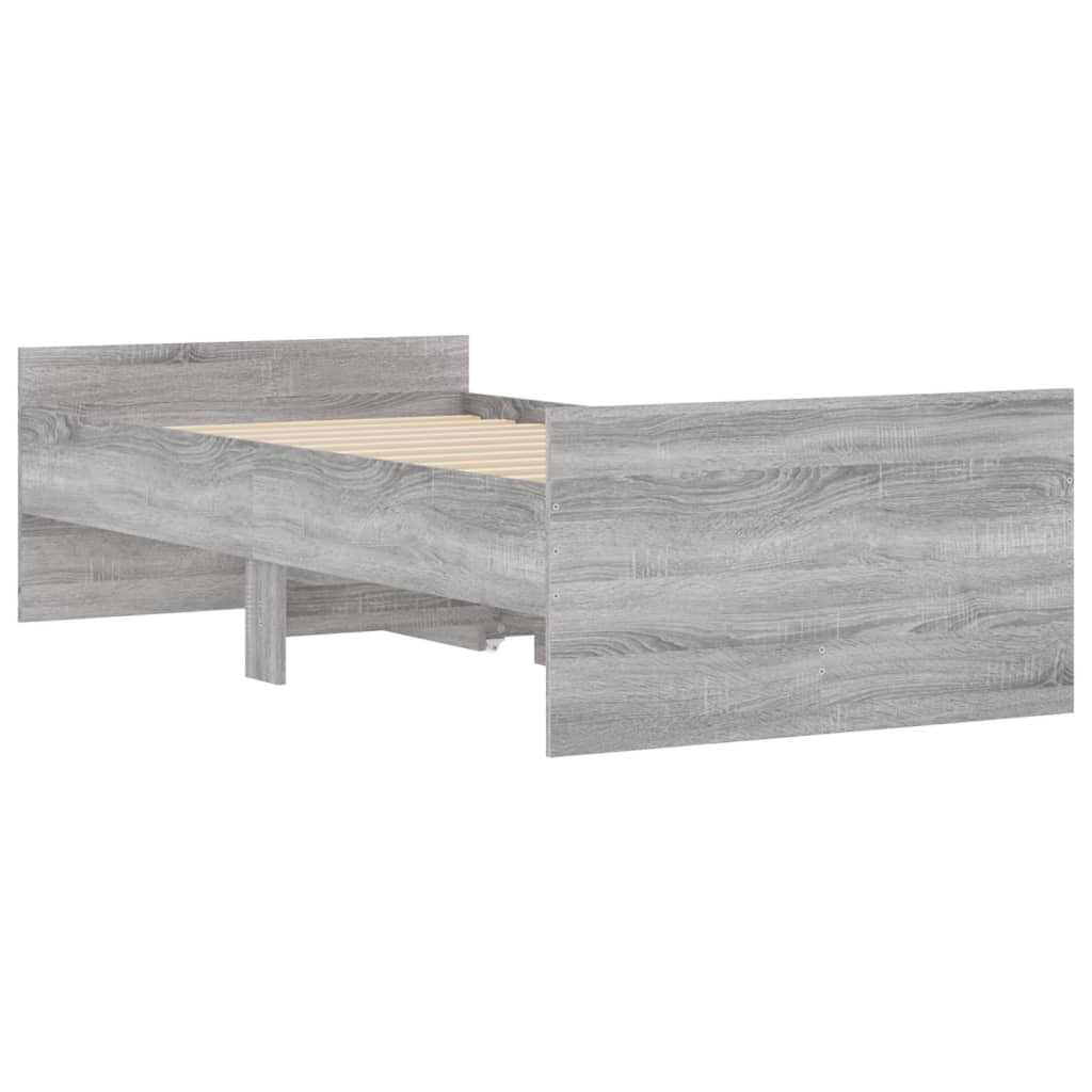 Bed Frame with Drawers Gray Sonoma 100x200 cm