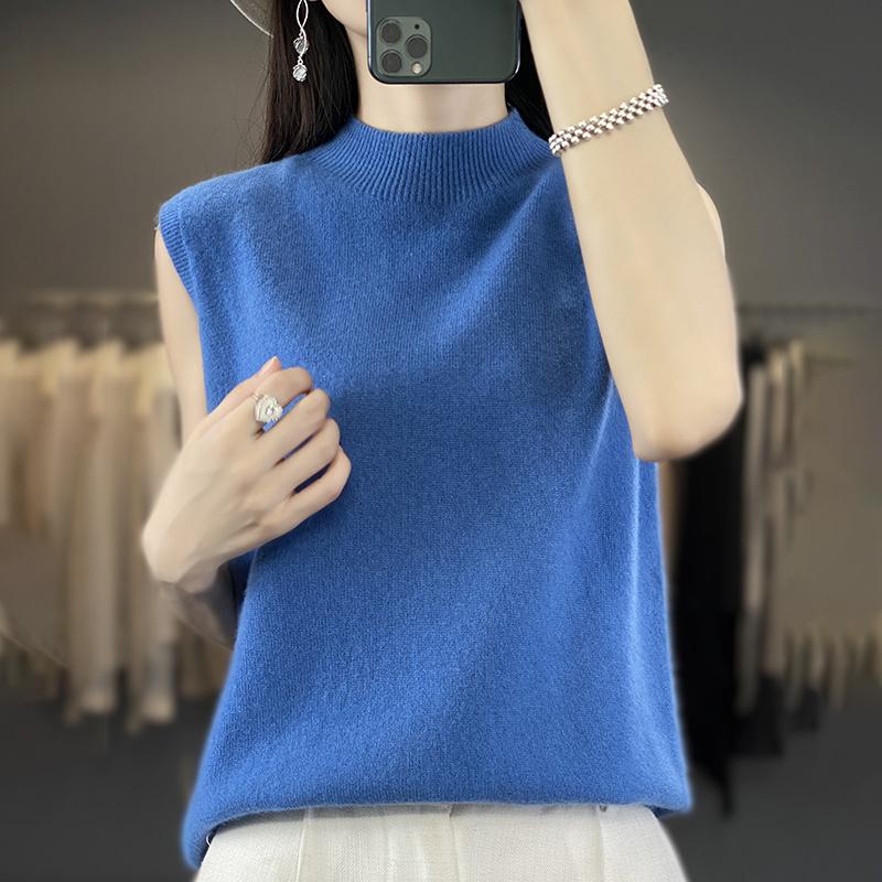 

Женская майка из 100% шерсти без рукавов, СОВРЕМЕННАЯ НОВАЯ SAGA, весенне-осенняя футболка, водолазка, вязаный шерстяной топ, мягкий базовый жилет, женский 2XL