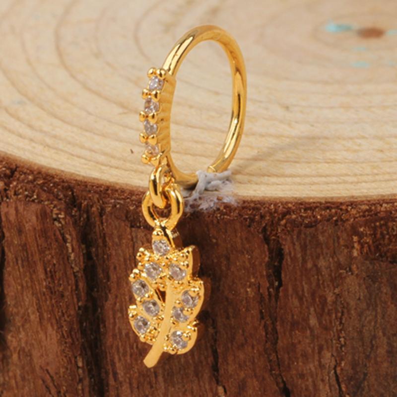 Gold Plated Pendant Nose Ring Hoop for Women Crystal Nose Hoop Protection Jewelry Nose Piercing Cartilage Earring Piercing