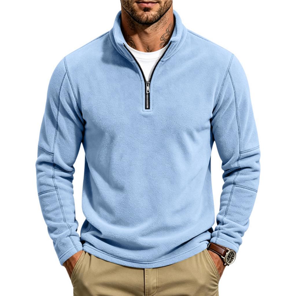 Men's Casual Zip Up Sweatshirt with Stand Collar, Loose Top