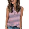 Women's Casual Fashion Summer Print Tank Top V-neck Sleeveless Button Up Top