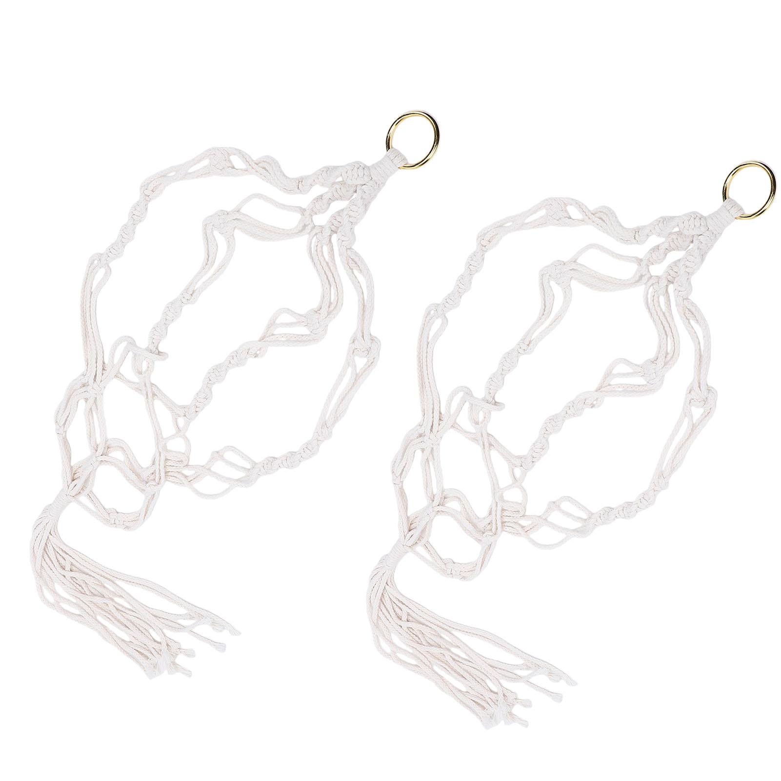 

2pcs Macrame Plant Hanger 41.34in with Tassels Woven Cotton Rope Hanging Plant Basket for Indoor Outdoor Home Decor 01 01 With Iron Ring