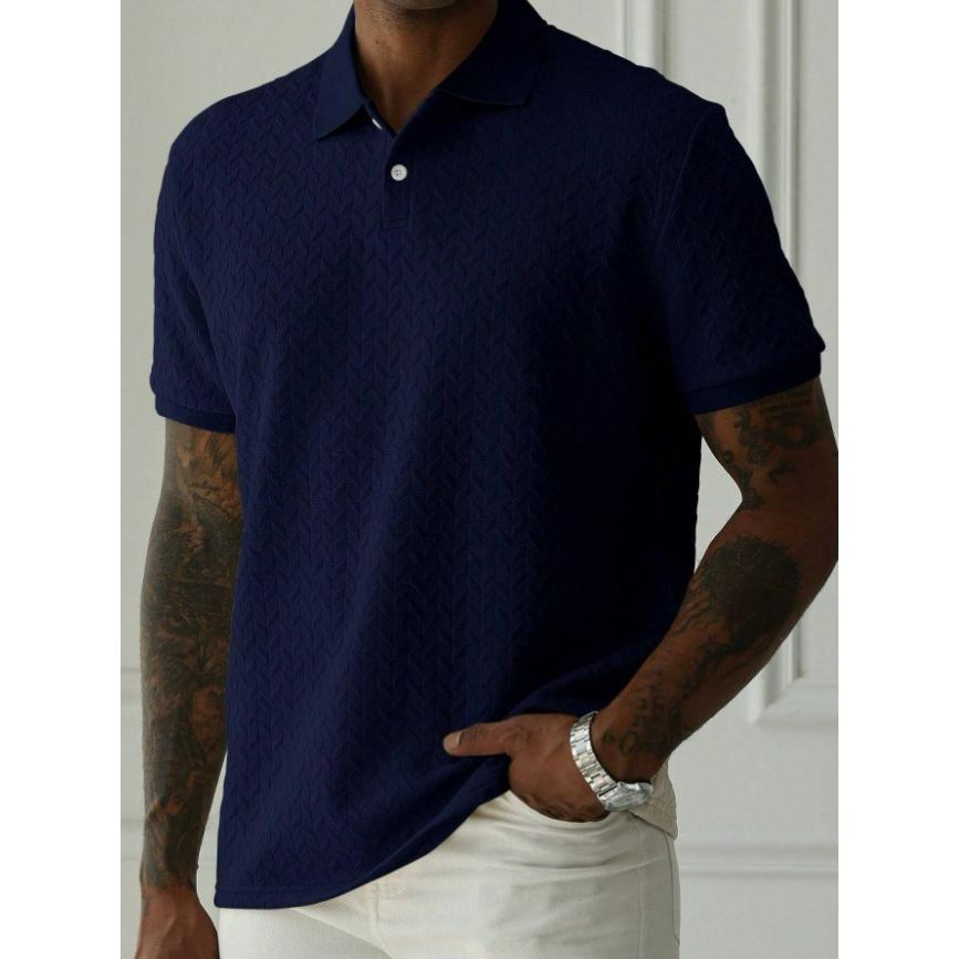 Lapel Front Buckle Short-sleeved Simple Polo Shirt Casual Daily Slim All-match