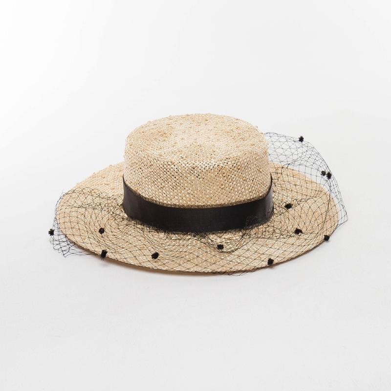 

Ins Summer Light Manual Natural Sisal Weave Dot Mesh Lady Fedoras Cap Women Leisure Hat head size 57cm